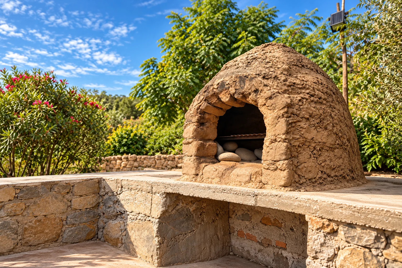 Horno tradicional de leña construido artesanalmente en barro